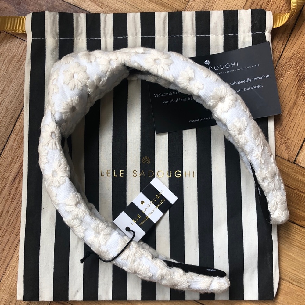 Lele Sadoughi white daisy eyelet headband